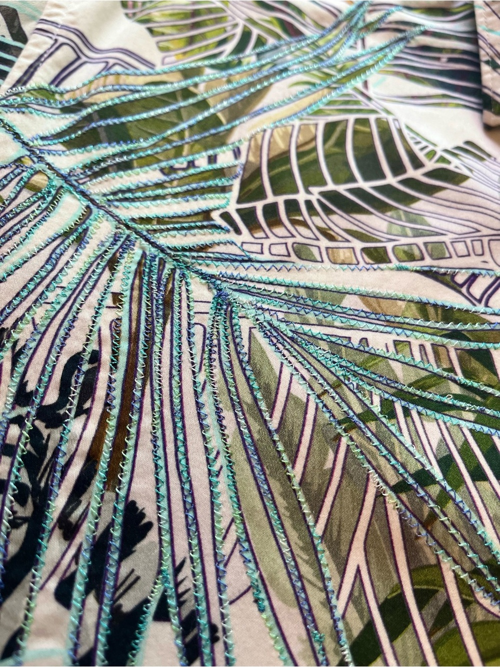 Robert Graham Palm Leaf Print Embroidered Short Sleeve Shirt 4XL - Picture 5 of 12